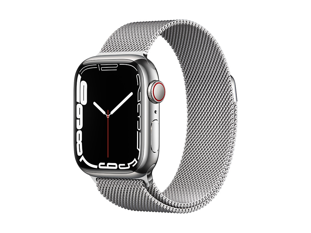 Apple Watch Series 7, Silver Stainless Steel Case with Milanese Loop 41mm, GPS + Cellular