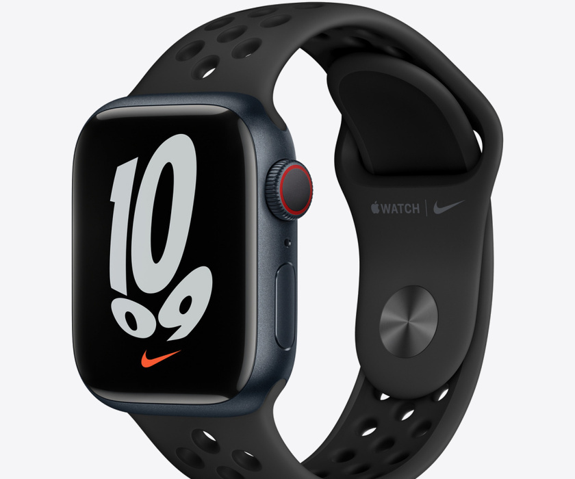 Apple Watch Nike S7 Cellular, 41mm Midnight Aluminium Case with Anthracite/Black Nike Sport Band - Regular