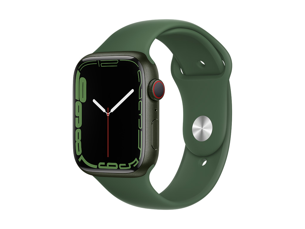 Apple Watch Series 7, Green Aluminum Case with Clover Green Sport Band 45mm, GPS + Cellular