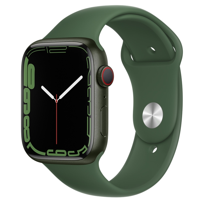 Apple Watch S7 Cellular, 45mm Green Aluminium Case with Clover Sport Band - Regular