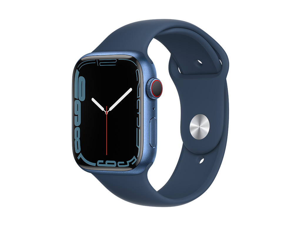 Apple Watch Series 7, Blue Aluminum Case with Abyss Blue Sport Band 45mm, GPS + Cellular