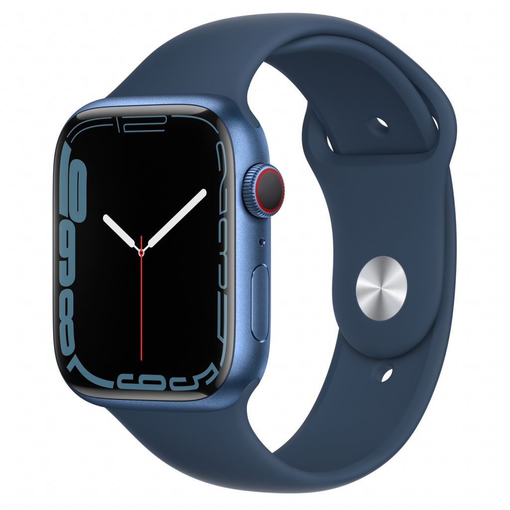 Apple Watch S7 Cellular, 45mm Blue Aluminium Case with Abyss Blue Sport Band - Regular