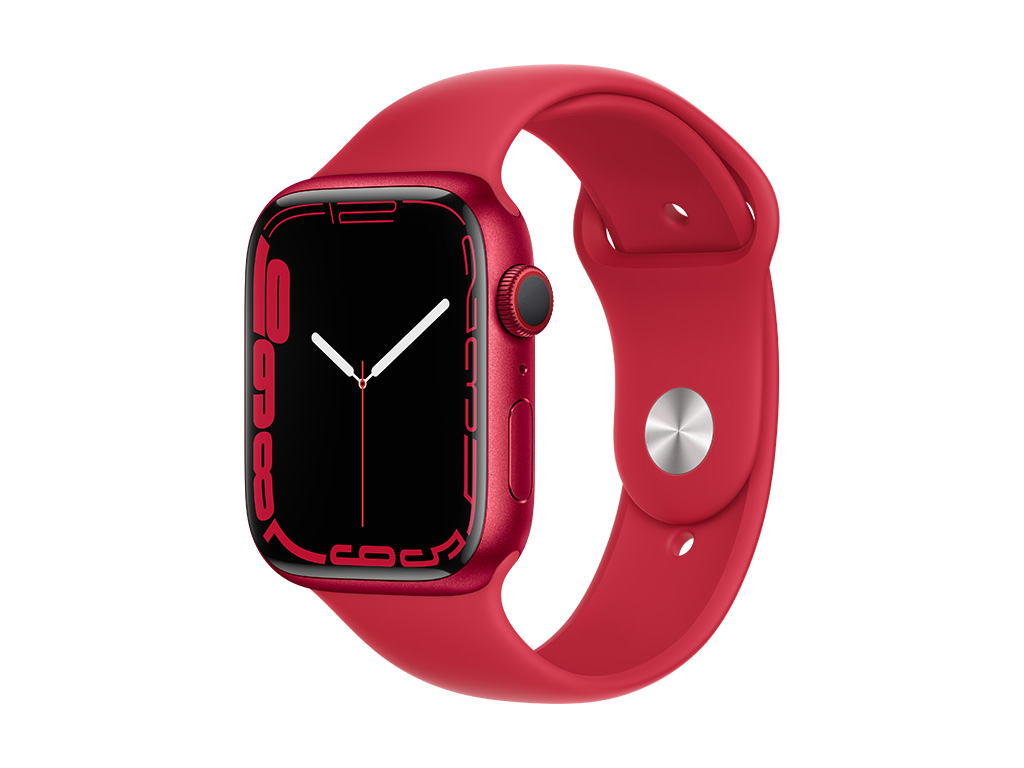 Apple Watch Series 7, RED Aluminum Case with RED Sand Sport Band 45mm, GPS + Cellular