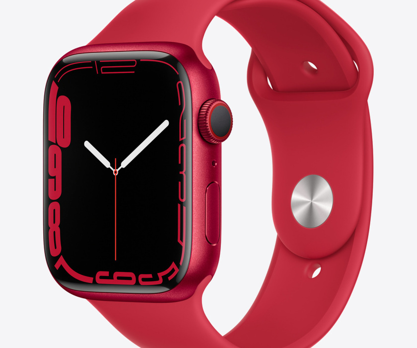 Apple Watch S7 Cellular, 45mm Red Aluminium Case with Red Sport Band - Regular
