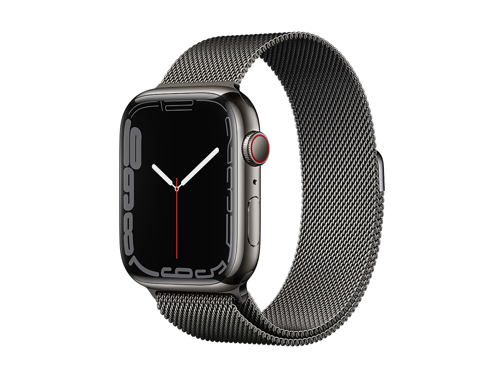 Apple Watch Series 7, Graphite Stainless Steel Case with Milanese Loop 45mm, GPS + Cellular