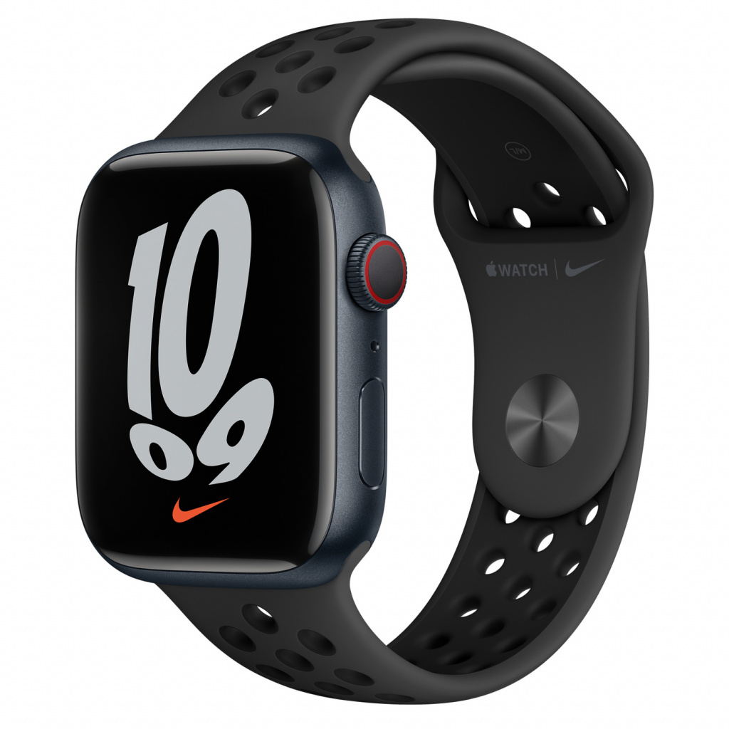 Apple Watch Nike S7 Cellular, 45mm Midnight Aluminium Case with Anthracite/Black Nike Sport Band - Regular