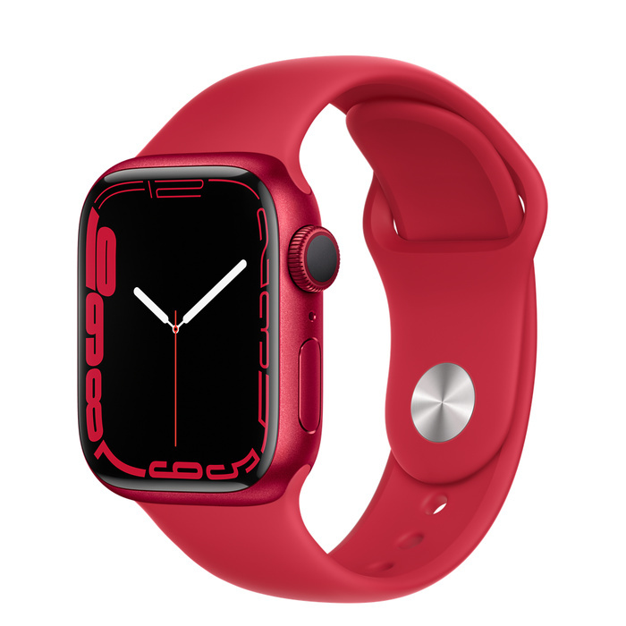 Apple Watch Series 7, RED Aluminum Case with RED Sand Sport Band 41mm, GPS