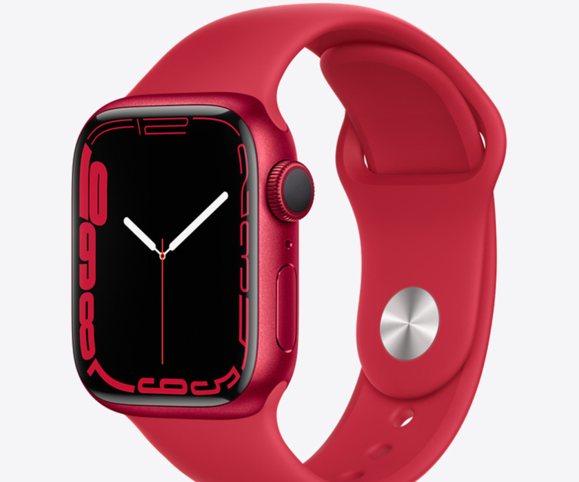 Apple Watch Series 7, RED Aluminum Case with RED Sand Sport Band 41mm, GPS
