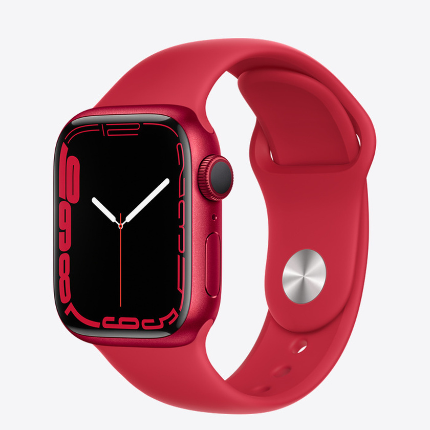 Apple Watch Series 7, RED Aluminum Case with RED Sand Sport Band 41mm, GPS