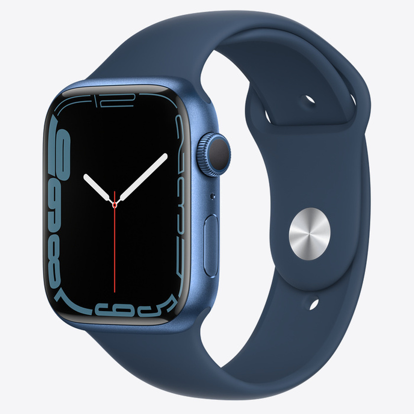 Apple Watch Series 7, Blue Aluminum Case with Abyss Blue Sport Band 45mm, GPS