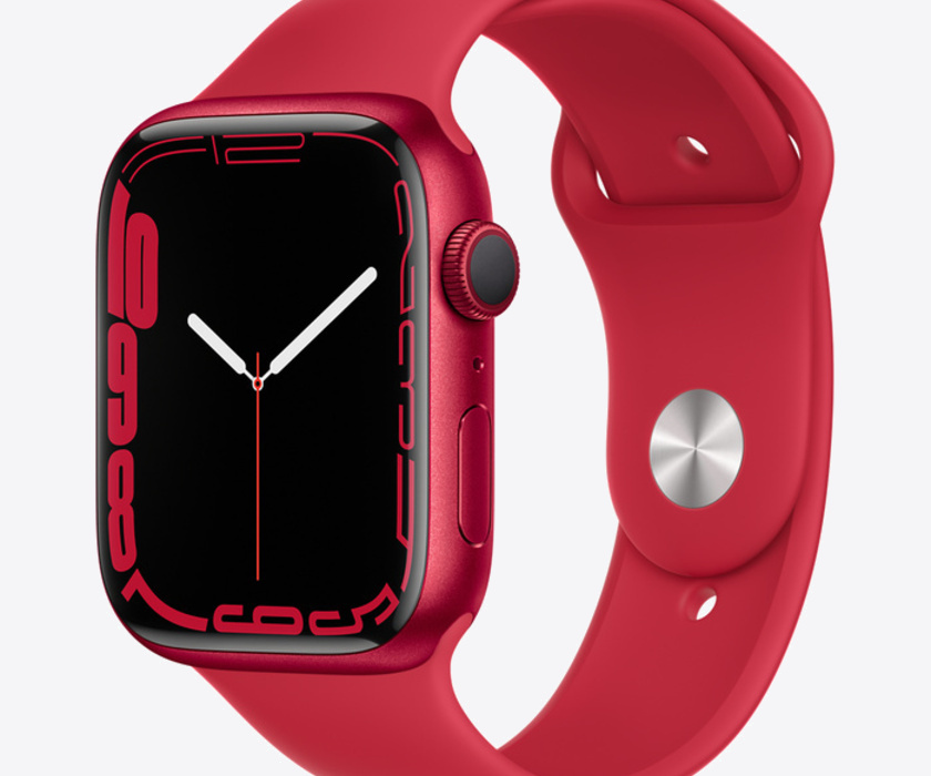 Apple Watch Series 7, RED Aluminum Case with RED Sand Sport Band 45mm, GPS