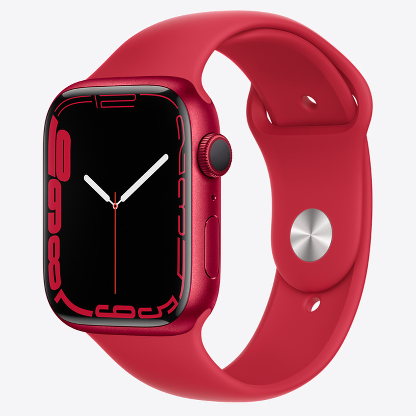 Apple Watch Series 7, RED Aluminum Case with RED Sand Sport Band 45mm, GPS
