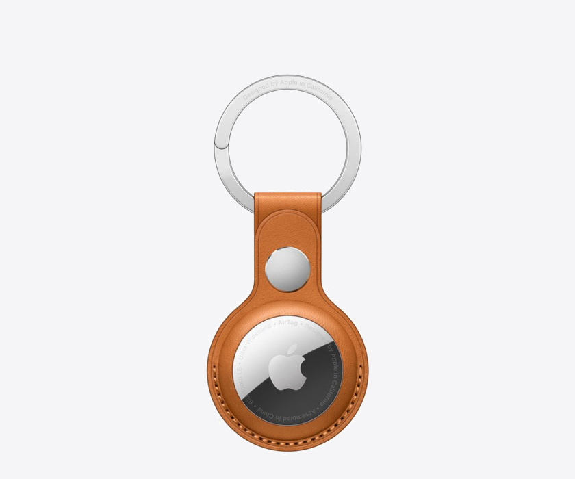 Apple AirTag Leather Key Ring Golden Brown