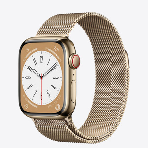 Apple Watch Series 8 GPS + Cellular 41mm Gold Stainless Steel Case with Gold Milanese Loop