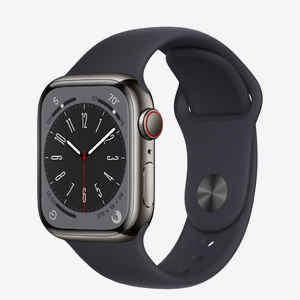 Apple Watch Series 8 GPS + Cellular 41mm Graphite Stainless Steel Case with Midnight Sport Band - Regular