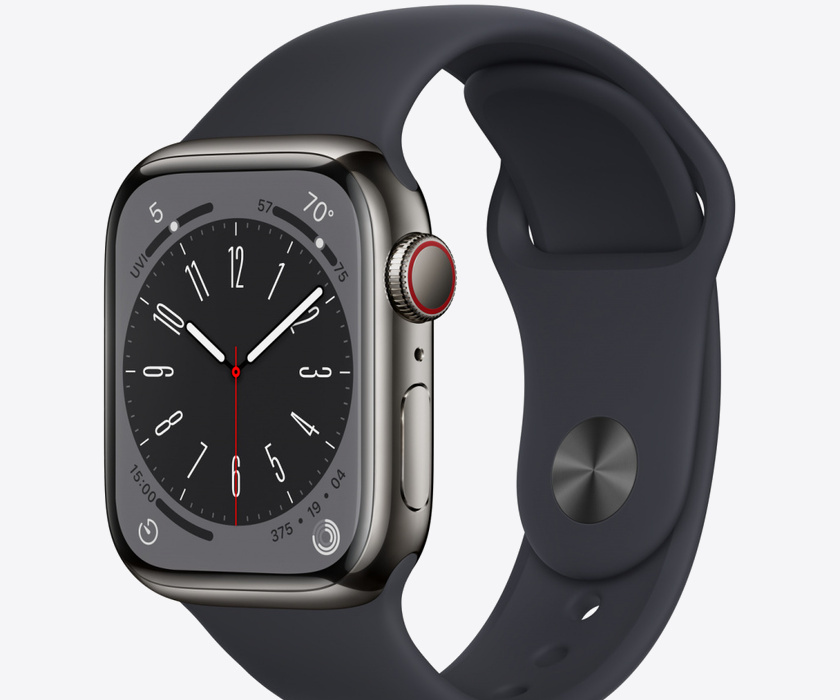 Apple Watch Series 8 GPS + Cellular 41mm Graphite Stainless Steel Case with Midnight Sport Band - Regular