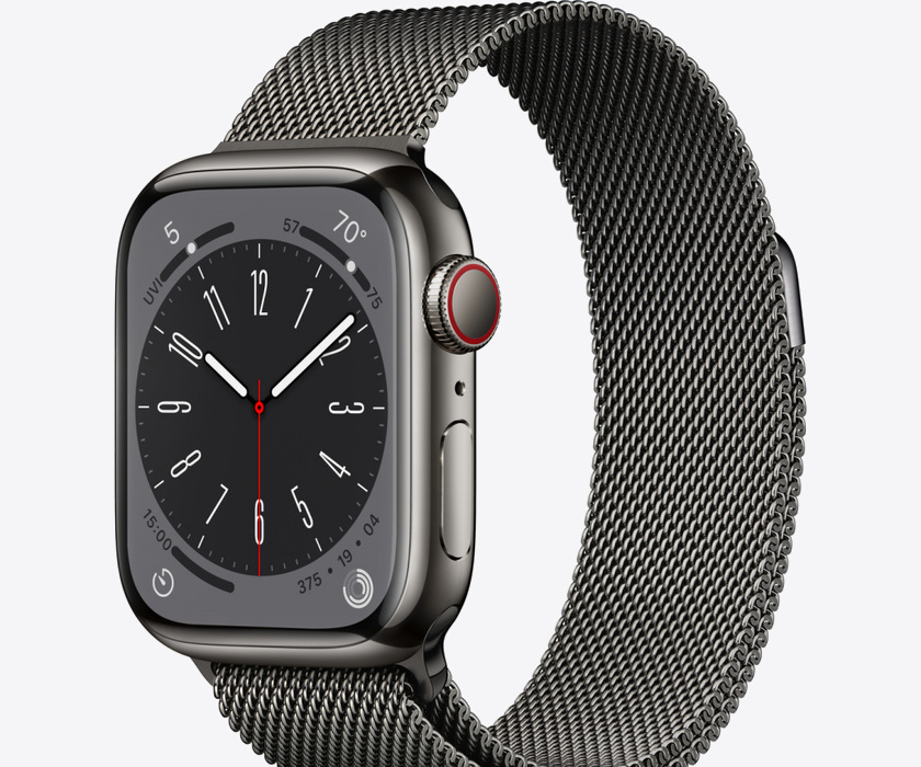 Apple Watch Series 8 GPS + Cellular 41mm Graphite Stainless Steel Case with Graphite Milanese Loop