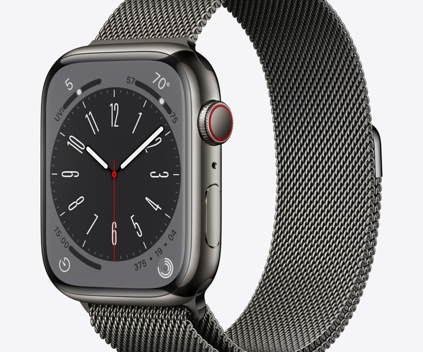 Apple Watch Series 8 GPS + Cellular 45mm Graphite Stainless Steel Case with Graphite Milanese Loop