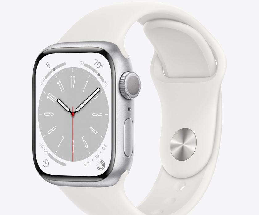 Apple Watch Series 8 GPS 41mm Silver Aluminium Case with White Sport Band - Regular