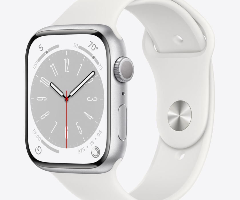 Apple Watch Series 8 GPS 45mm Silver Aluminium Case with White Sport Band - Regular