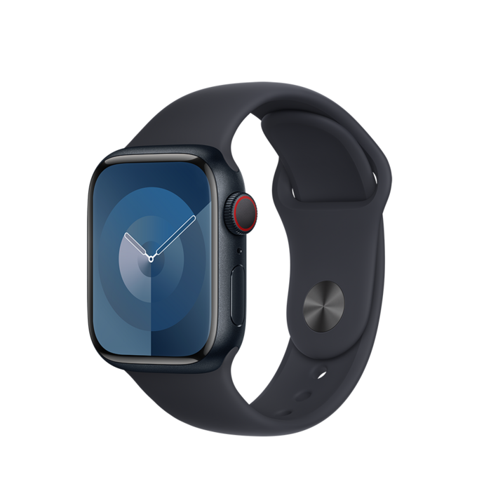 Apple Watch Series 9 Cellular 41mm Midnight Alu Case w Midnight Sport Band - S/M