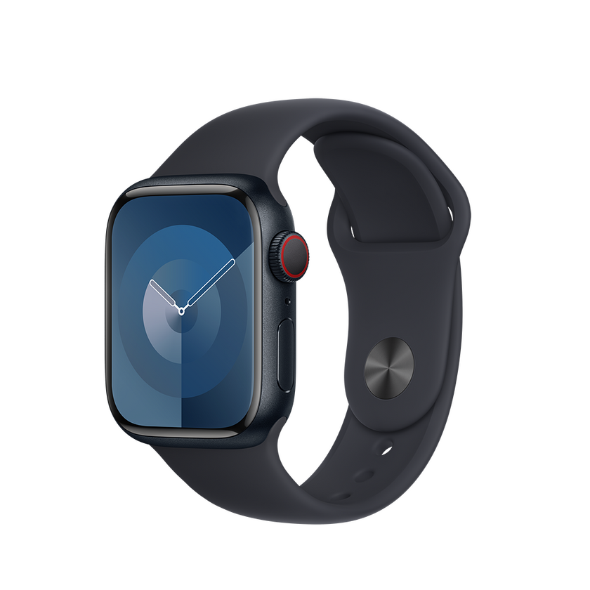 Apple Watch Series 9 Cellular 41mm Midnight Alu Case w Midnight Sport Band - S/M