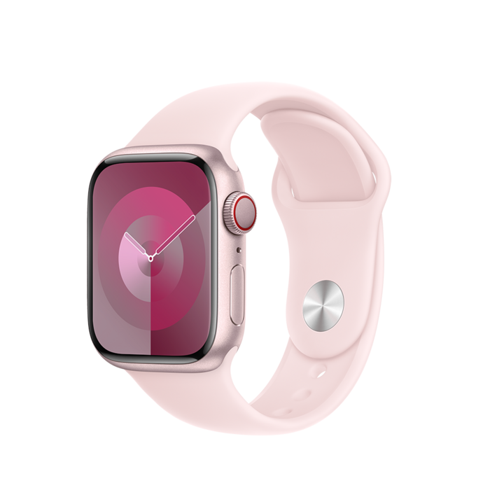 Apple Watch Series 9 Cellular 41mm Pink Alu Case w Light Pink Sport Band - S/M