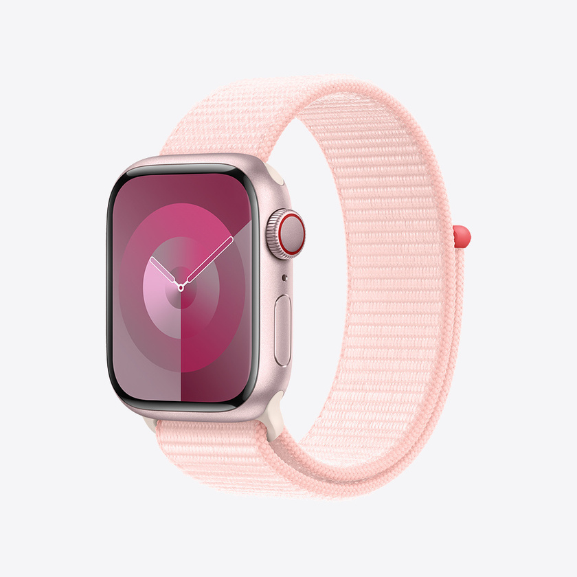 Apple Watch Series 9 Cellular 41mm Pink Alu Case w Light Pink Sport Loop