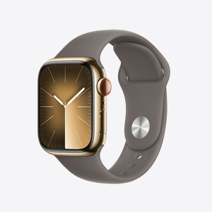 Apple Watch Series 9 Cellular 41mm Gold Stainless Steel Case w Clay Sport Band - S/M