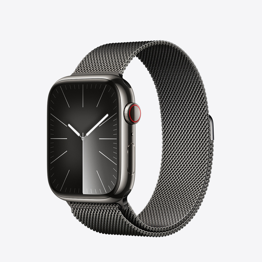 Apple Watch Series 9 Cellular 41mm Graphite Stainless Steel Case w Graphite Milanese Loop