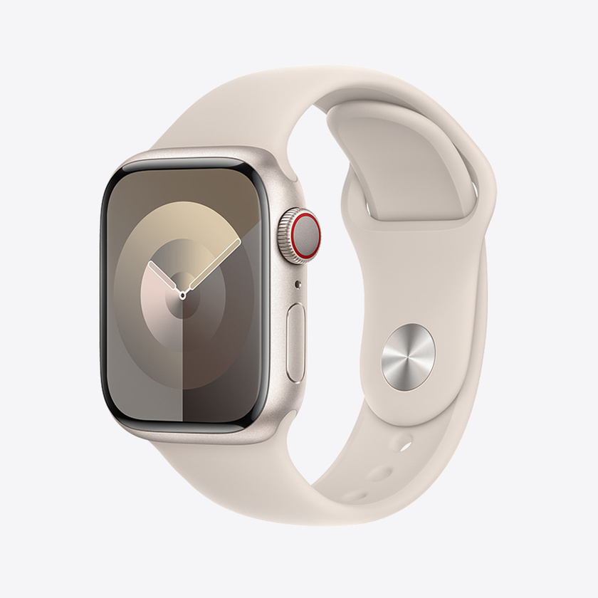 Apple Watch Series 9 Cellular 45mm Starlight Alu Case w Starlight Sport Band - M/L