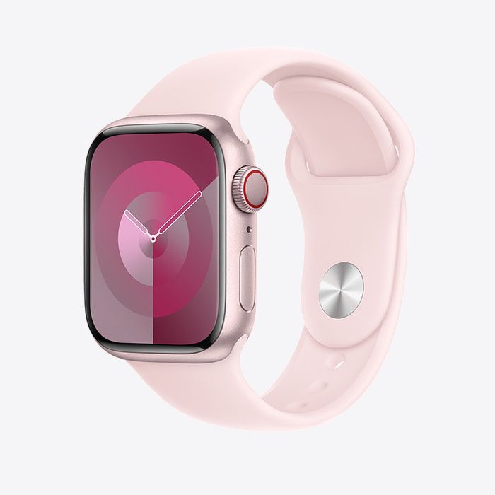 Apple Watch Series 9 Cellular 45mm Pink Alu Case w Light Pink Sport Band - S/M