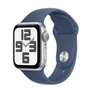 Apple Watch SE2 v3 GPS 40mm Silver Alu Case with Denim Sport Band - M/L