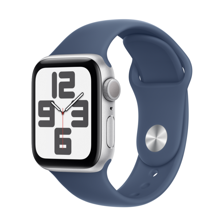 Apple Watch SE2 v3 GPS 40mm Silver Alu Case with Denim Sport Band - M/L