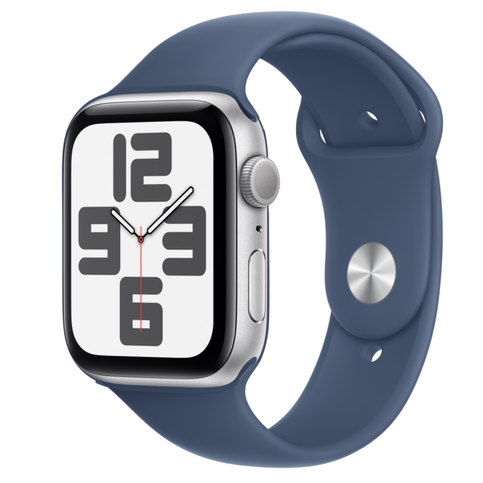 Apple Watch SE2 v3 GPS 44mm Silver Alu Case with Denim Sport Band - M/L