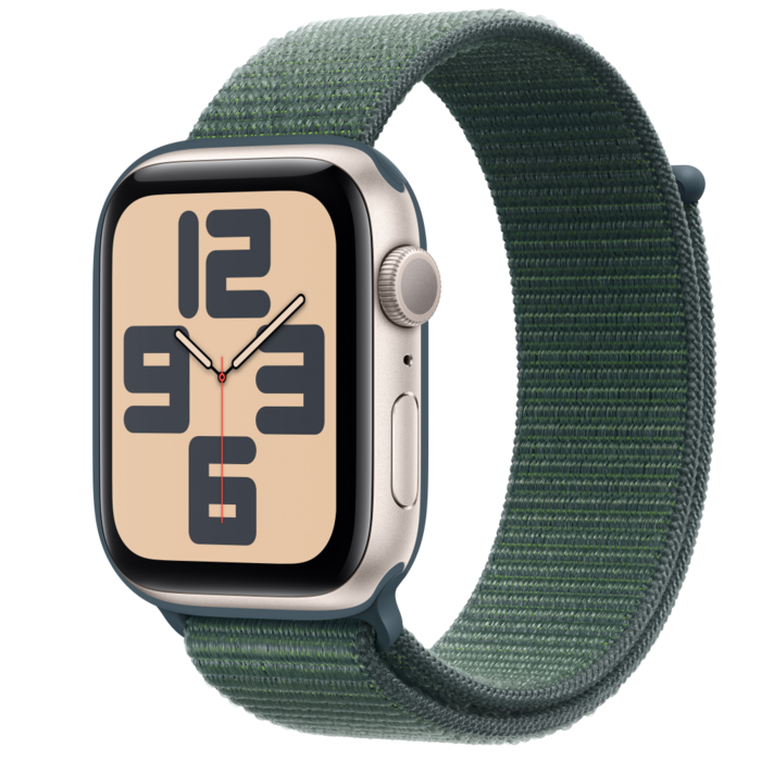 Apple Watch SE2 v3 GPS 44mm Starlight Alu Case with Lake Green Sport Loop