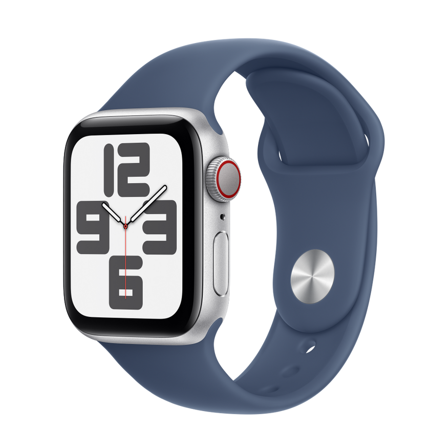 Apple Watch SE2 v3 Cellular 40mm Silver Alu Case with Denim Sport Band - M/L