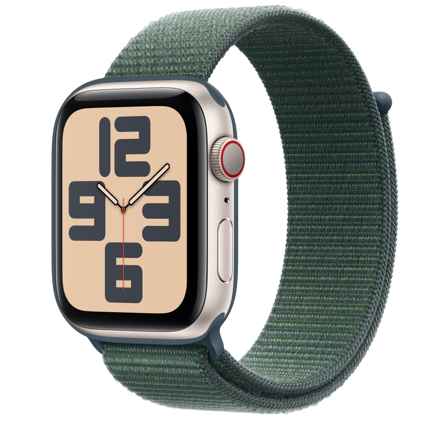 Apple Watch SE2 v3 Cellular 44mm Starlight Alu Case with Lake Green Sport Loop