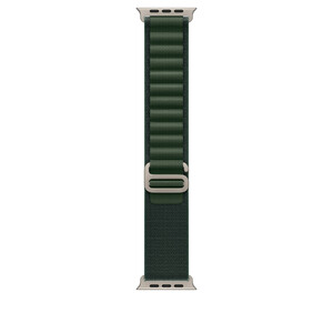 Apple Watch 49mm Loop: Dark Green Alpine Loop - Medium - Natural Titanium Finish