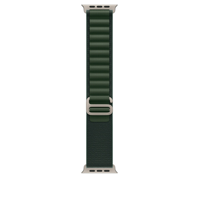 Apple Watch 49mm Loop: Dark Green Alpine Loop - Large - Natural Titanium Finish