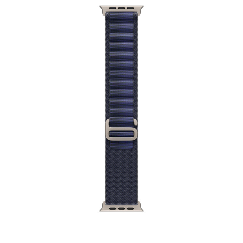 Apple Watch 49mm Loop: Navy Alpine Loop - Small - Natural Titanium Finish
