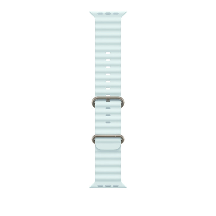 Apple Watch 49mm Band: Ice Blue Ocean Band - Natural Titanium Finish