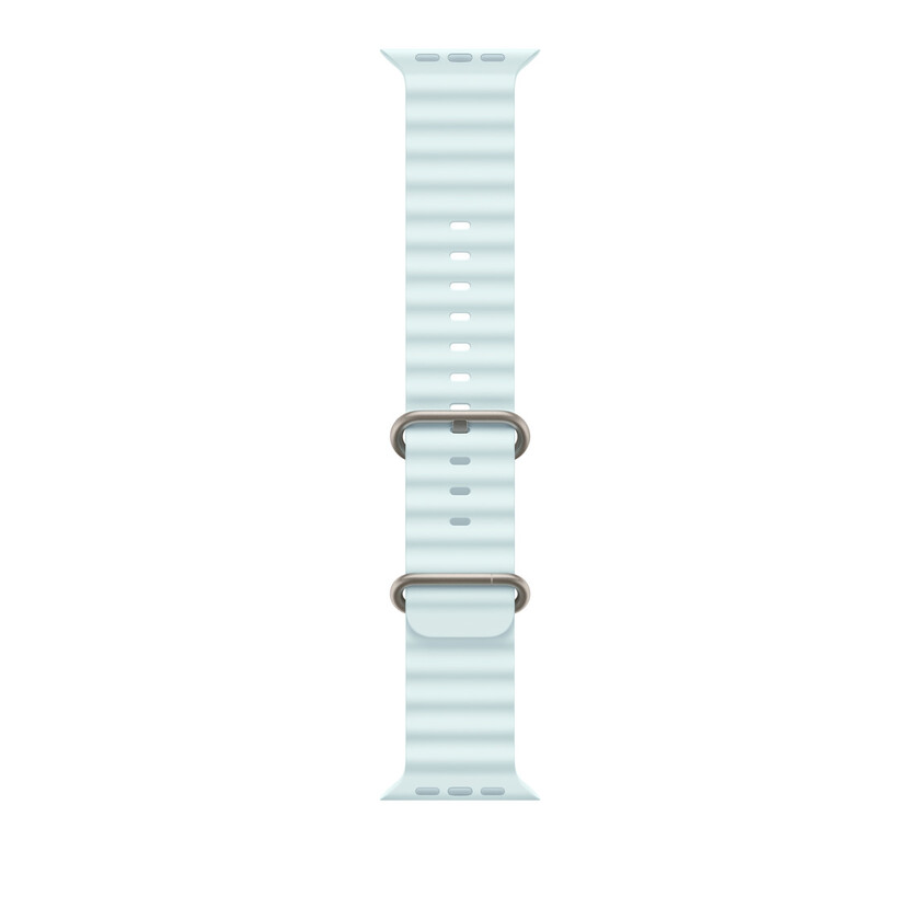 Apple Watch 49mm Band: Ice Blue Ocean Band - Natural Titanium Finish