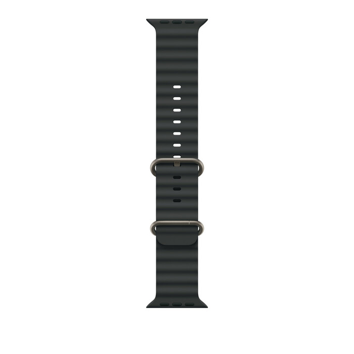 Apple Watch 49mm Band: Black Ocean Band - Natural Titanium Finish