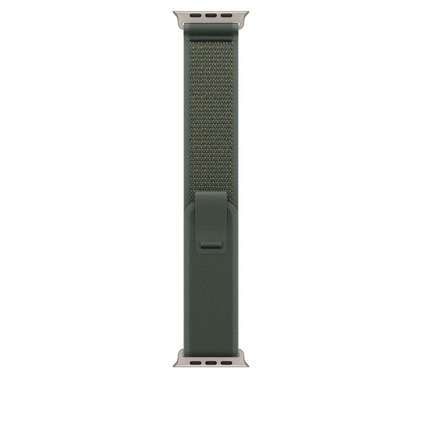 Apple Watch 49mm Loop: Green Trail Loop - S/M - Natural Titanium Finish
