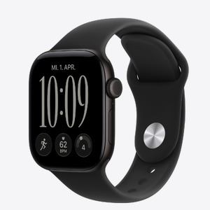 Apple Watch S12 Cellular 42mm Black Aluminium Case with Black Sport Band - M/L
