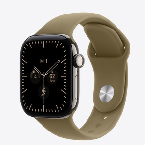 Apple Watch S12 Cellular 42mm Natural Titanium Case with Olive Sport Band - S/M