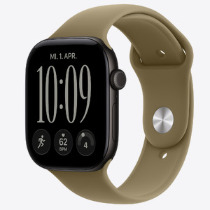 Apple Watch S12 Cellular 46mm Black Aluminium Case with Olive Sport Band - S/M