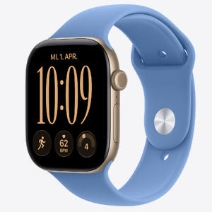Apple Watch S12 Cellular 46mm Light Gold Aluminium Case with Wildflower Blue Sport Band - S/M