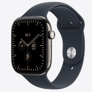 Apple Watch S12 Cellular 46mm Natural Titanium Case with Navy Blue Sport Band - S/M